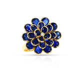 Blue Sapphire and Diamond Floral Ring, 18K Yellow Gold