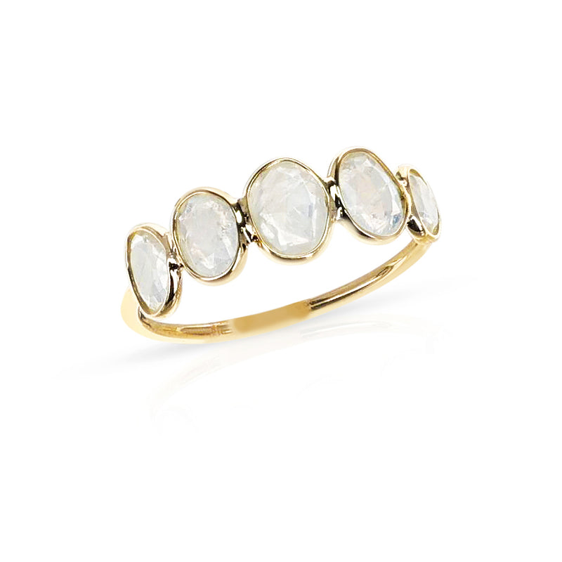 Five Stone Gemstone Cut-Stone Band, Yellow Gold