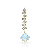 Cupid's Arrow Leaf Carved Blue Topaz Pendant with Diamonds, 14K Yellow Gold