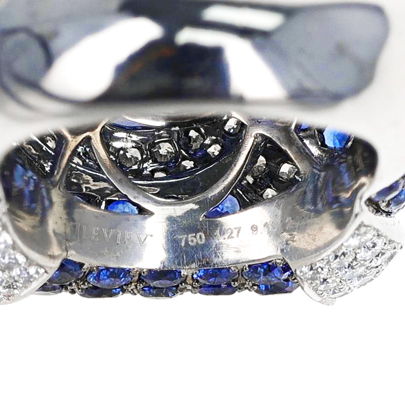 LEVIEV SAPPHIRE COCKTAIL RING WITH PAVE SAPPHIRES AND DIAMONDS, 18K GOLD