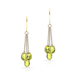 Three Stone Oval Peridot Cluster Earrings