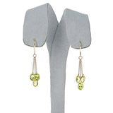 Three Stone Oval Peridot Cluster Earrings