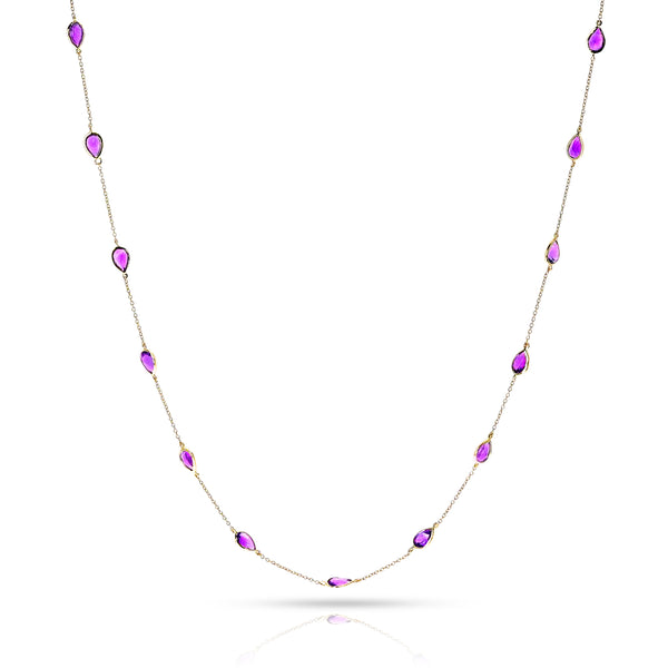 Pear Shape Amethyst Necklace, 18k