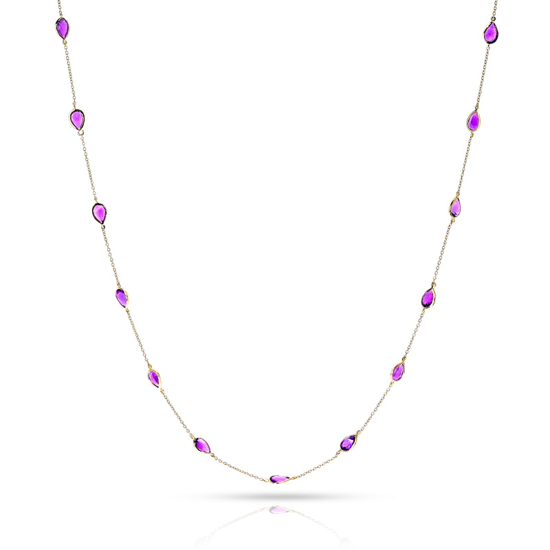 Pear Shape Amethyst Necklace, 18k