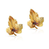 Tiffany & Co. Leaf Earrings with Ruby, 18k