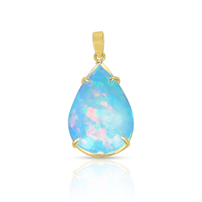 8.34 ct. Pear Shape Opal Pendant, 18K Yellow Gold
