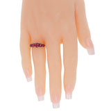 Five Stone Ruby Oval and Round Victorian Ring, 18K Yellow