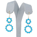 Double Loop Turquoise Cabochon Earrings, 18K