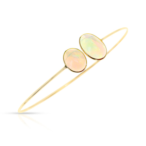 Double Oval Opal Bangle, 18K