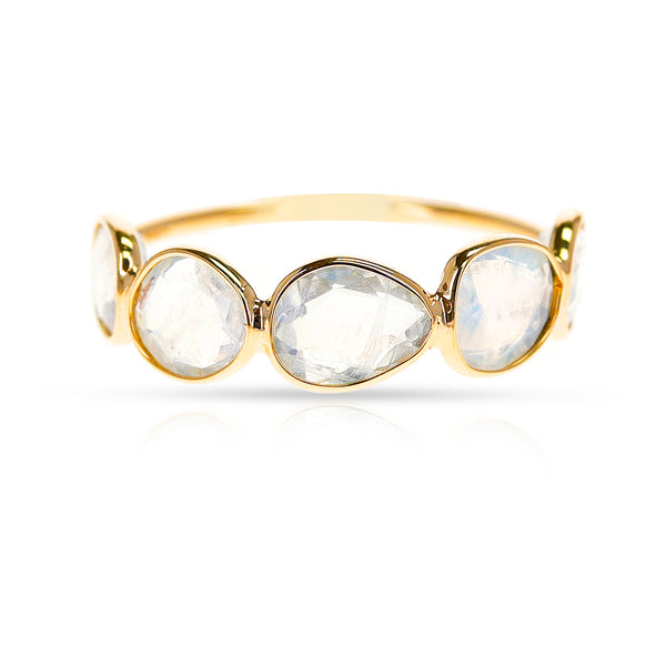 Five Cut Stone Moonstone Band, 18K