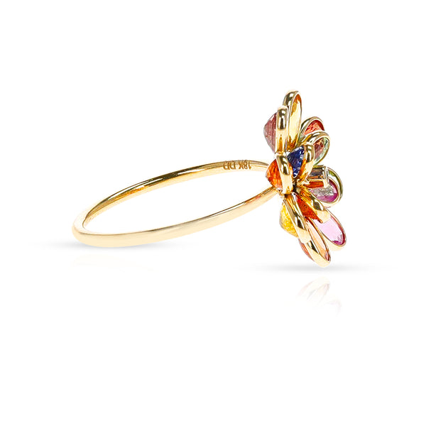 Multi-Sapphire and Diamond Flower Ring, 18K