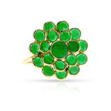 Emeral Cabochon Floral Ring, 18K