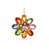 Multi-Sapphire and Diamond Floral Pendant, 18K