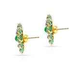 Emerald Cabochon Floral Earrings, 18K