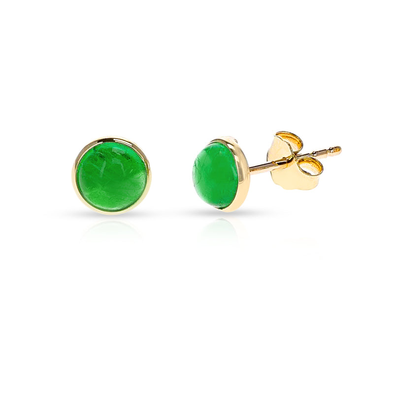 Emerald Cabochon Studs, 18K