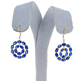 Double Circle Blue Sapphire with Diamond Rose Cut Earring, 18K