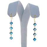Kite Shape London Blue Topaz Dangling Earrings, 18K