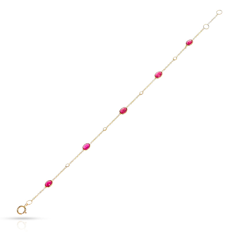 Precious Gemstone Bracelet with Diamond Rose Cut, 18k