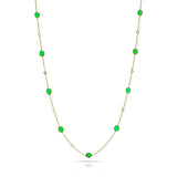 Gemstone Necklace with Diamond Rose Cuts, 18 Karat Gold