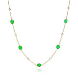 Gemstone Necklace with Diamond Rose Cuts, 18 Karat Gold