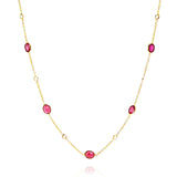 Gemstone Necklace with Diamond Rose Cuts, 18 Karat Gold