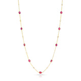 Gemstone Necklace with Diamond Rose Cuts, 18 Karat Gold