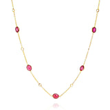 Gemstone Necklace with Diamond Rose Cuts, 18 Karat Gold