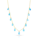 Blue Topaz Faceted Drops Necklace, 18K