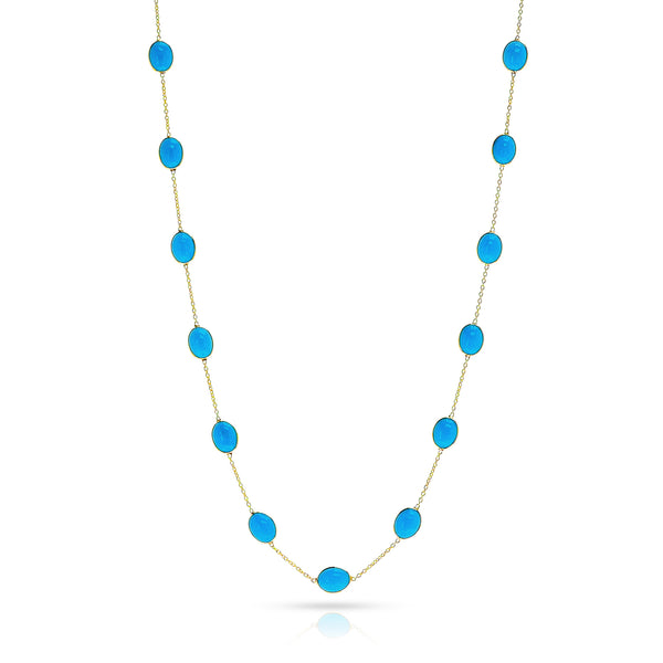 Oval Turquoise Cabochon Necklace, 18K