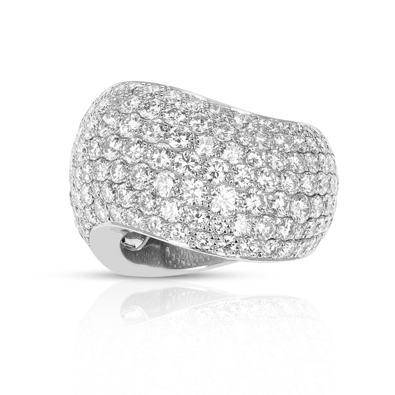 Cartier Swerve-Design 6.20 cts. D/E VVS1 Diamond Cocktail Ring, 18K White Gold