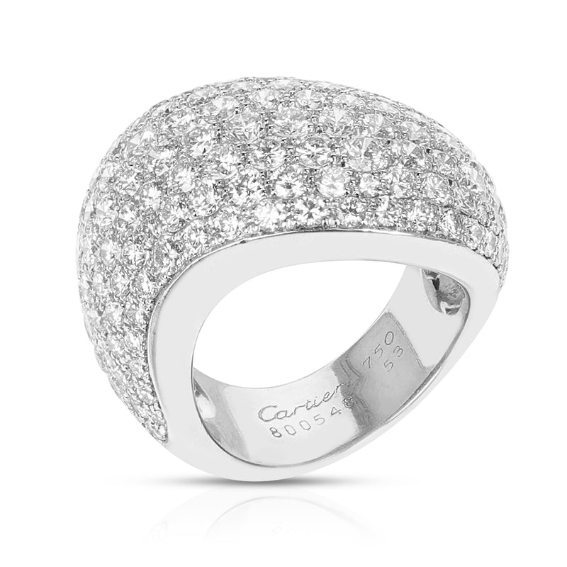 Cartier Swerve-Design 6.20 cts. D/E VVS1 Diamond Cocktail Ring, 18K White Gold