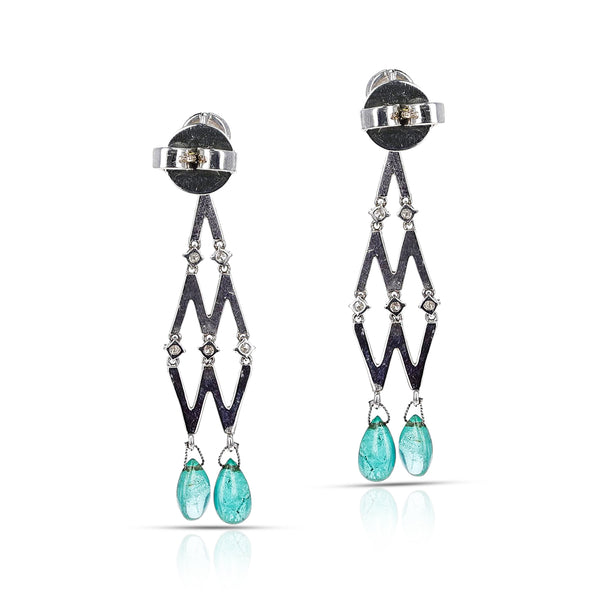 Tiffany & Co. Paloma Picasso Diamond and Emerald Chandelier Earrings, 18K