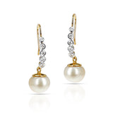 16.06 ct. South Sea Pearl Dangling Earrings with 0.43 ct. Diamonds, 14K