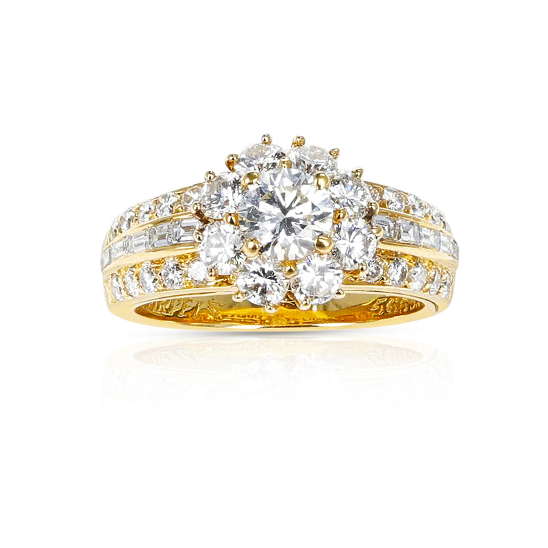 Van Cleef & Arpels 0.50 ct. Center Diamond with 2 cts. Diamonds Floral Ring