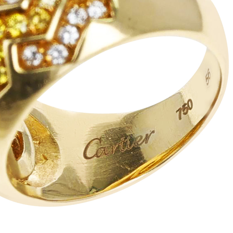 Cartier White and Yellow Diamond Zig-Zag Bombe Ring, 18K