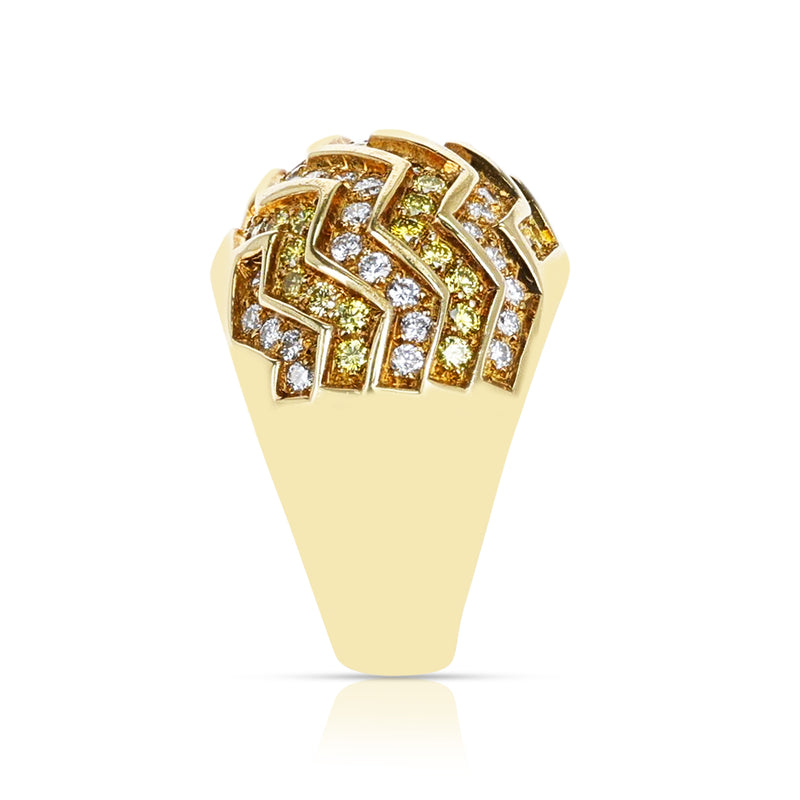 Cartier White and Yellow Diamond Zig-Zag Bombe Ring, 18K