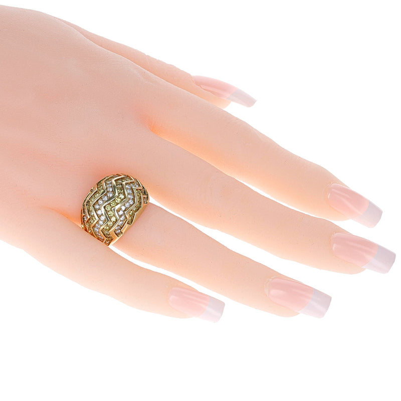 Cartier White and Yellow Diamond Zig-Zag Bombe Ring, 18K