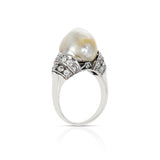Victorian Natural Pearl Ring with Diamonds