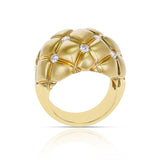 Quilted 18k Yellow Matte Finish Dome Ring with 0.55 ct. Diamonds