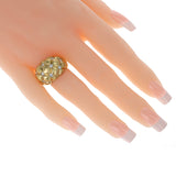 Quilted 18k Yellow Matte Finish Dome Ring with 0.55 ct. Diamonds