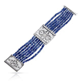 7 Line Sapphire Beads Bracelet with Diamond Clasp and Spacer