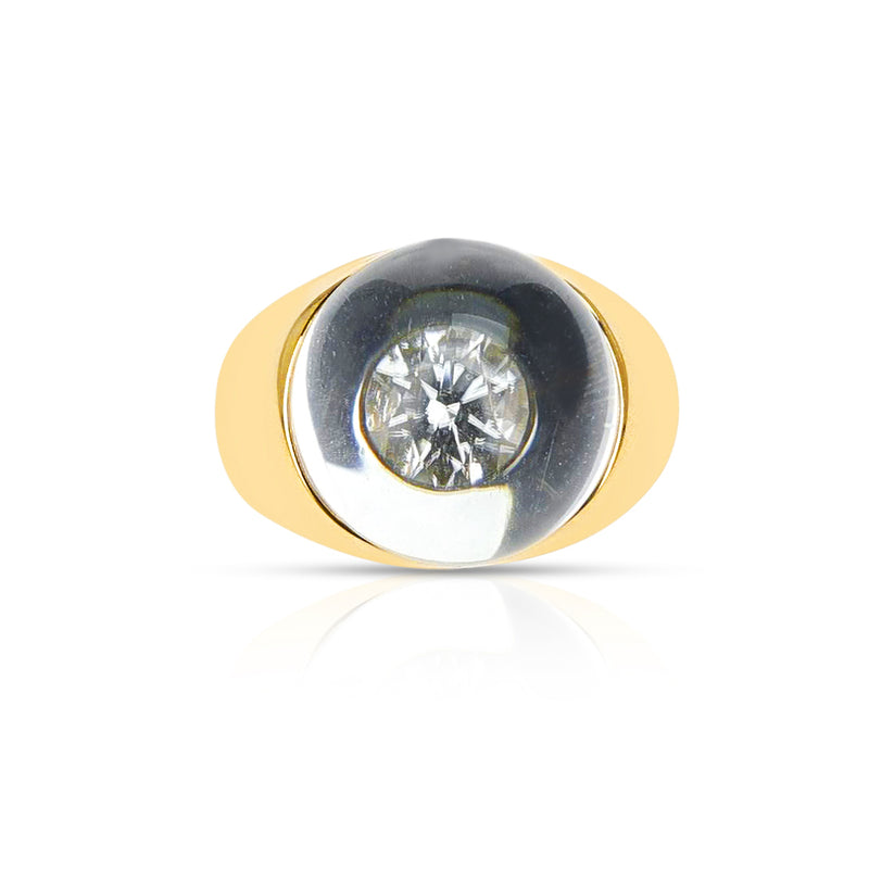 Mauboussin Clear Crystal and Diamond Dome Ring, 18K