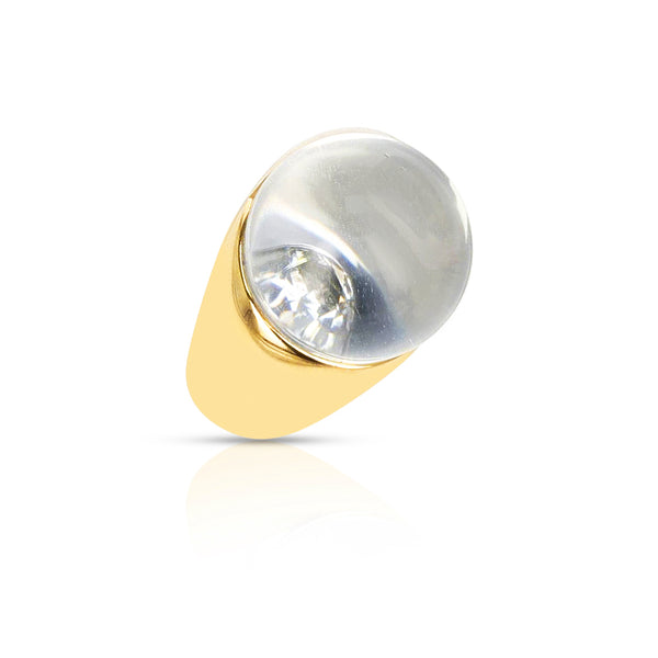 Mauboussin Clear Crystal with Dark Tint and Diamond Dome Ring, 18K