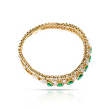 Heart Shape Emeralds and Diamonds Bracelet