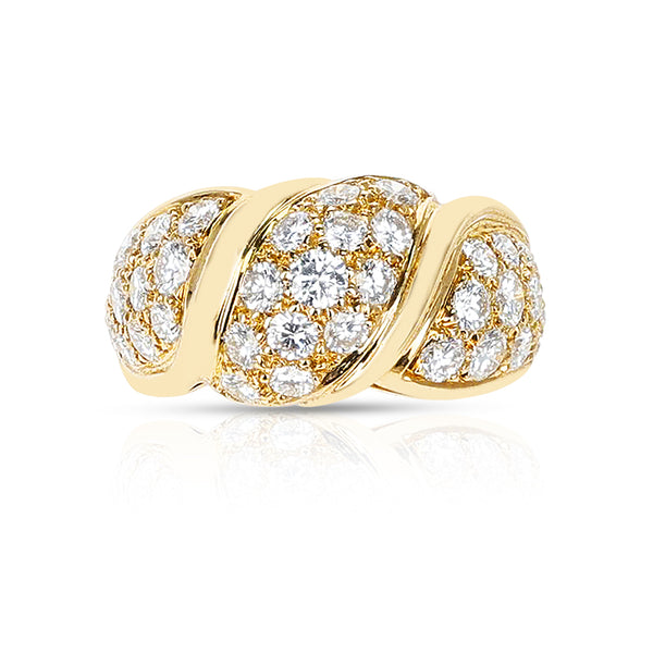 Van Cleef & Arpels Three Swerve 2.25 cts. Diamond Ring, 18k Yellow