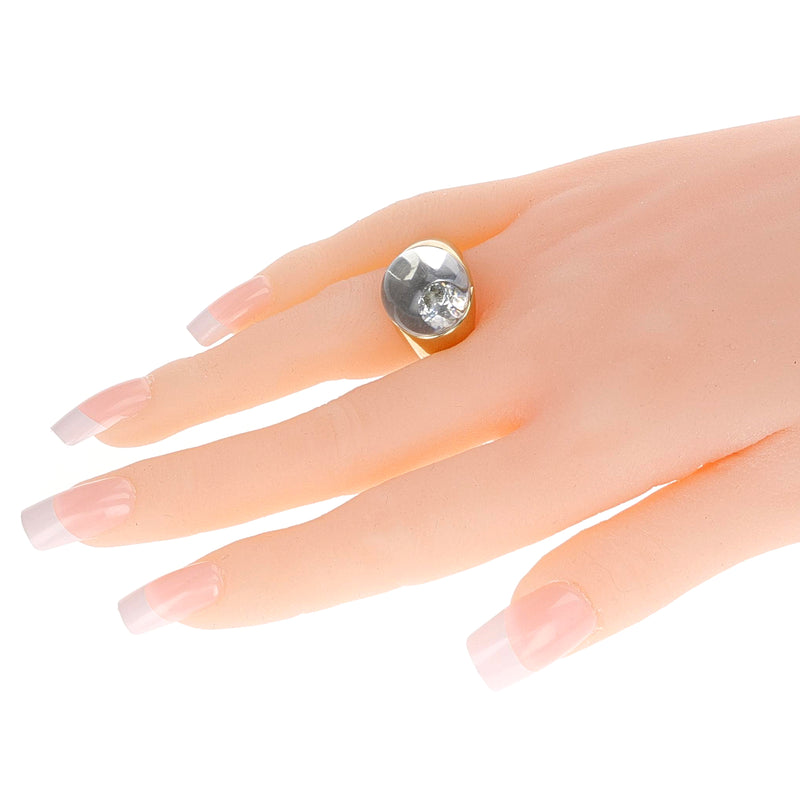 Mauboussin Clear Crystal and Diamond Dome Ring, 18K