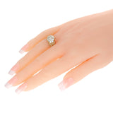 Diamond Floral Ring with Textured Gold Design, 18K
