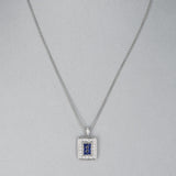 Sapphire and Diamond Rectangular Pendant Necklace, PT