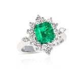1.45 Square Emerald-Cut and Diamond Ring, 18K White Gold