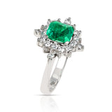 1.45 Square Emerald-Cut and Diamond Ring, 18K White Gold